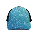 Water Drops Print Black Mesh Trucker Cap