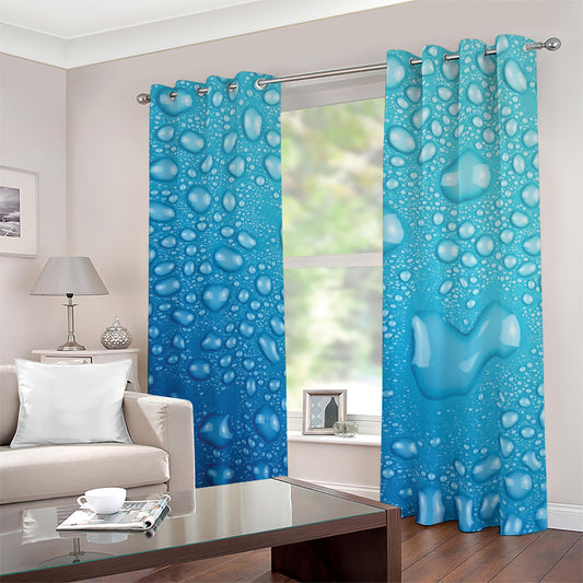 Water Drops Print Blackout Grommet Curtains