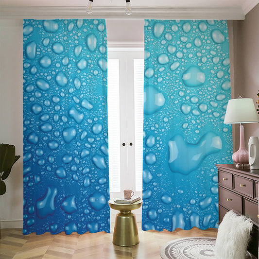 Water Drops Print Blackout Pencil Pleat Curtains