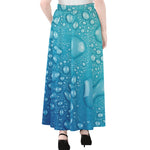 Water Drops Print Chiffon Maxi Skirt