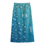 Water Drops Print Cotton Front Slit Maxi Skirt