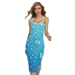 Water Drops Print Cross Back Cami Dress