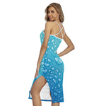 Water Drops Print Cross Back Cami Dress