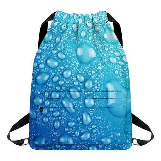 Water Drops Print Drawstring Backpack
