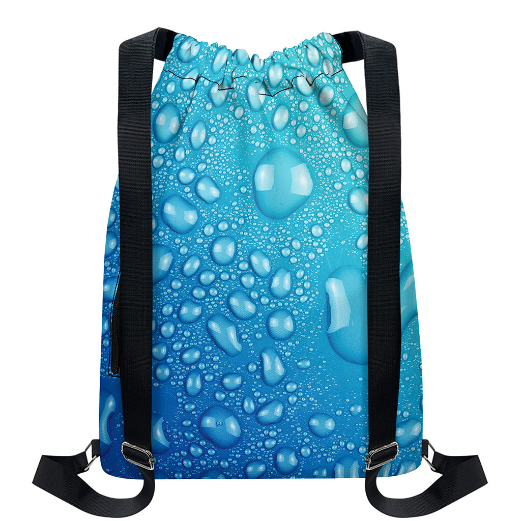 Water Drops Print Drawstring Backpack