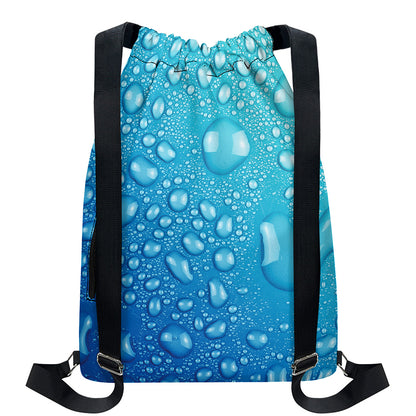 Water Drops Print Drawstring Backpack