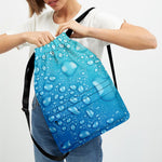 Water Drops Print Drawstring Backpack