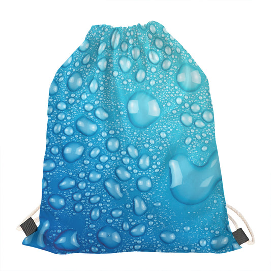 Water Drops Print Drawstring Bag