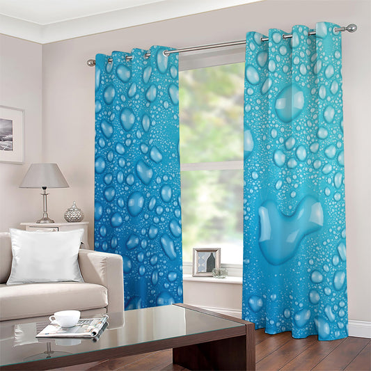 Water Drops Print Extra Wide Grommet Curtains