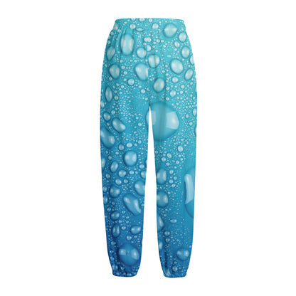 Water Drops Print Fleece Lined Knit Pants