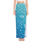 Water Drops Print High Slit Maxi Skirt