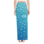 Water Drops Print High Slit Maxi Skirt
