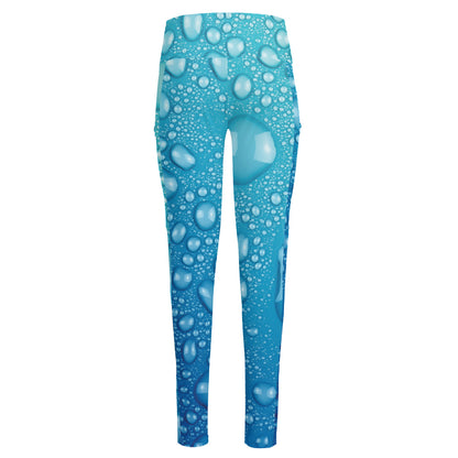 Water Drops Print High-Waisted Pocket Leggings