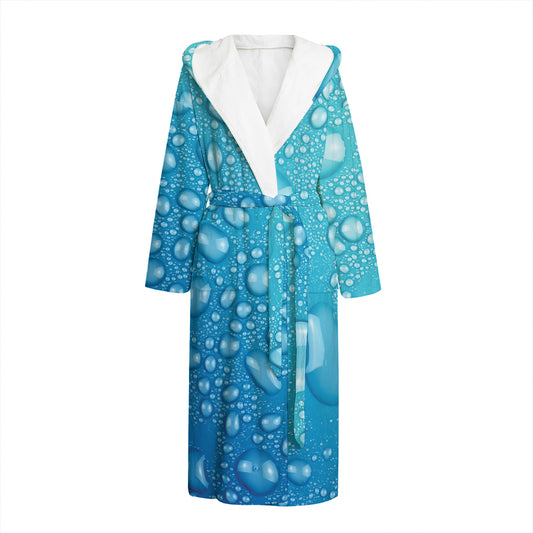 Water Drops Print Hooded Bathrobe