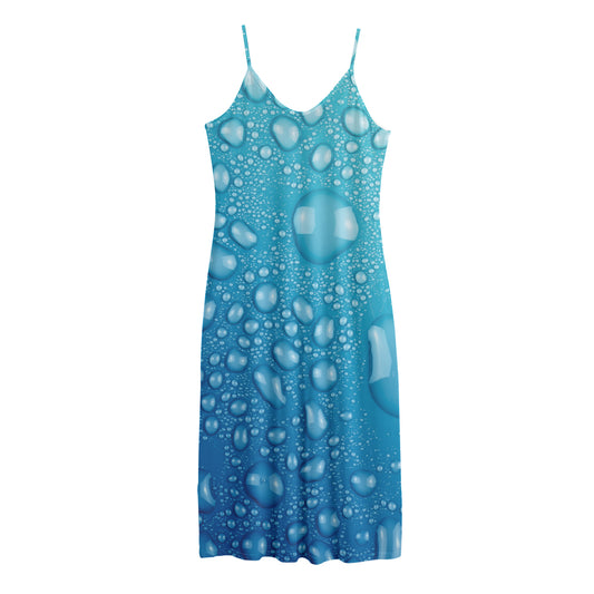 Water Drops Print Jersey Midi Cami Dress