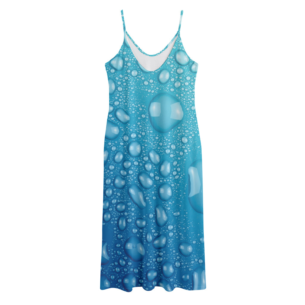 Water Drops Print Jersey Midi Cami Dress