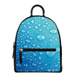 Water Drops Print Leather Backpack