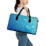 Water Drops Print Leather Duffle Bag