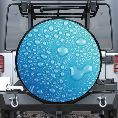 Water Drops Print Leather Spare Tire Cover