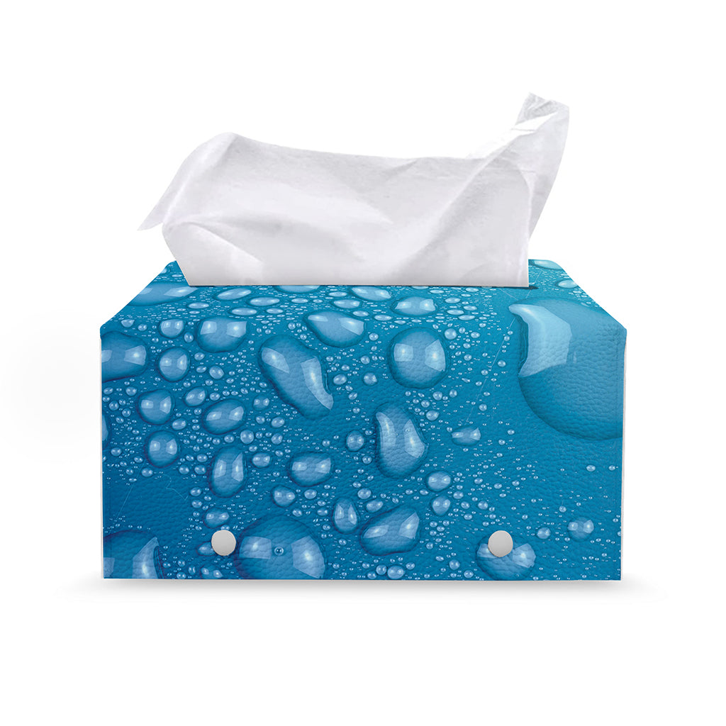 Water Drops Print Leather Tissue Box Cover