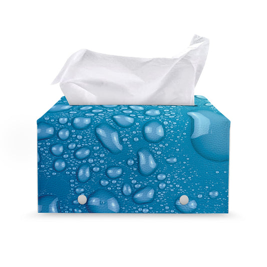 Water Drops Print Leather Tissue Box Cover