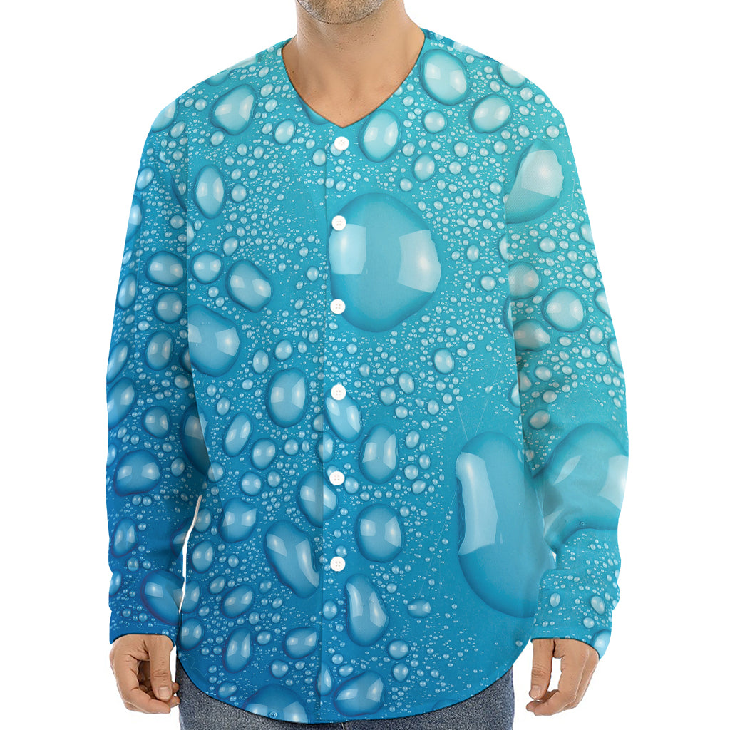 Water Drops Print Long Sleeve Baseball Jersey