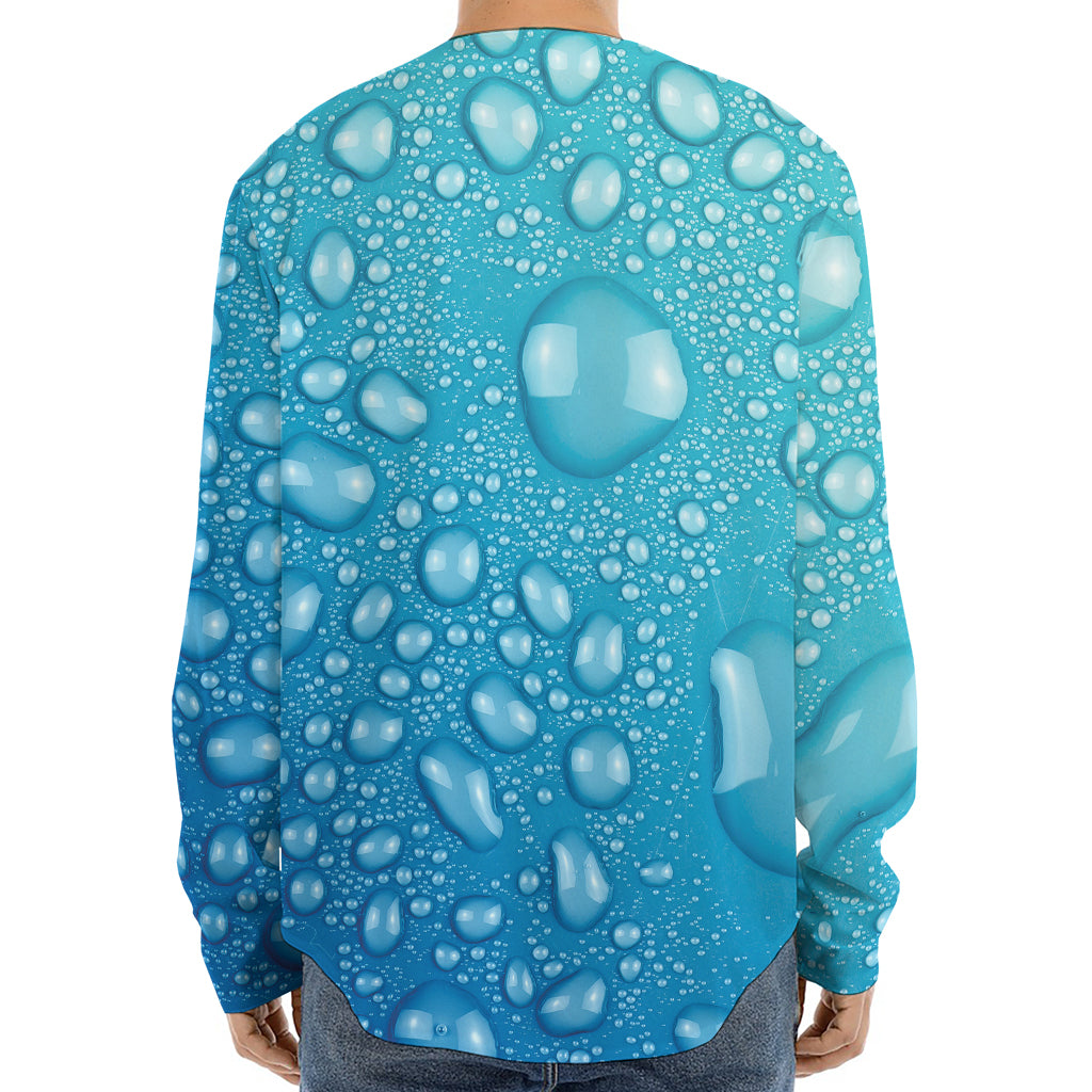 Water Drops Print Long Sleeve Baseball Jersey