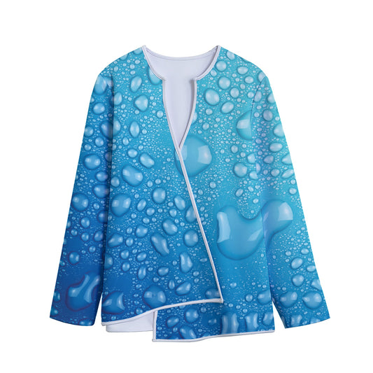 Water Drops Print Long Sleeve Short Coat