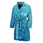 Water Drops Print Men's Bathrobe
