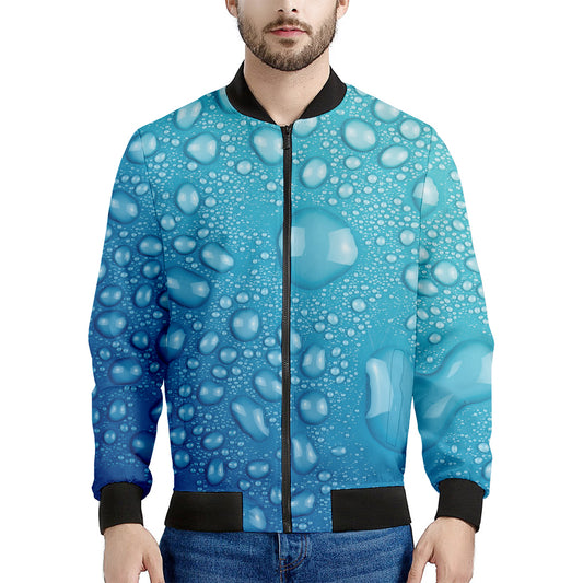 Water Drops Print Men's Bomber Jacket