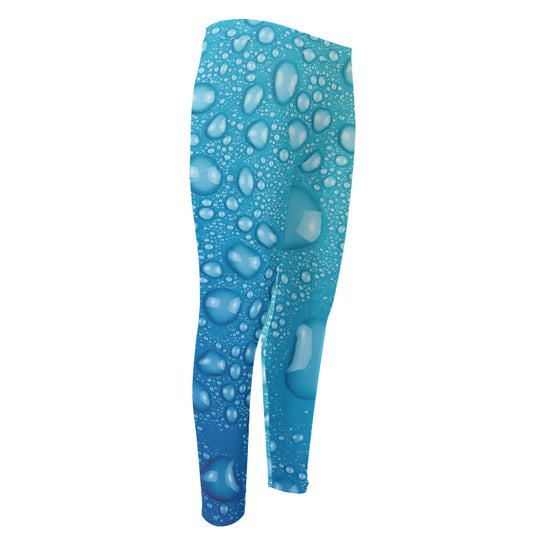 Water Drops Print Men's Compression Pants