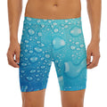Water Drops Print Men's Long Boxer Briefs