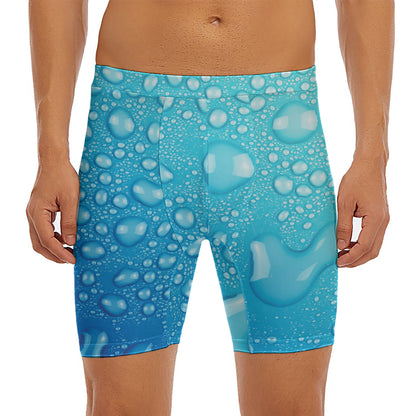 Water Drops Print Men's Long Boxer Briefs