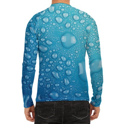 Water Drops Print Men's Long Sleeve Rash Guard