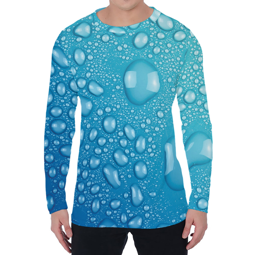 Water Drops Print Men's Long Sleeve T-Shirt