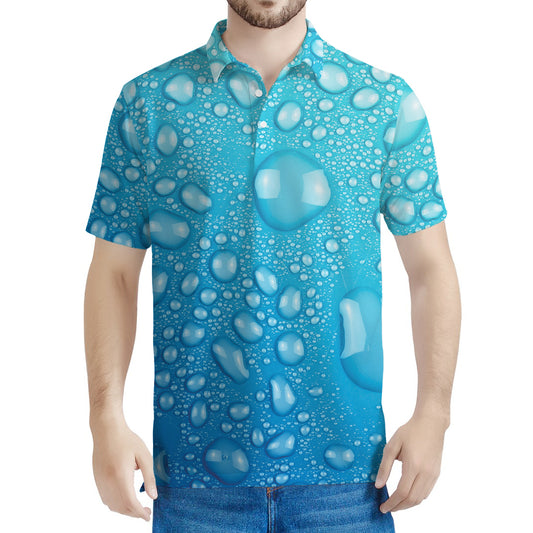 Water Drops Print Men's Polo Shirt