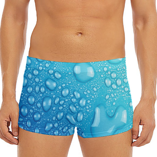 Water Drops Print Men's Short Boxer Briefs