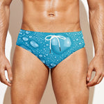 Water Drops Print Men's Swim Briefs