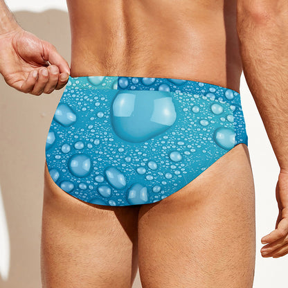 Water Drops Print Men's Swim Briefs