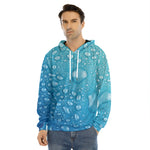 Water Drops Print Men's Velvet Pullover Hoodie