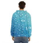 Water Drops Print Men's Velvet Pullover Hoodie