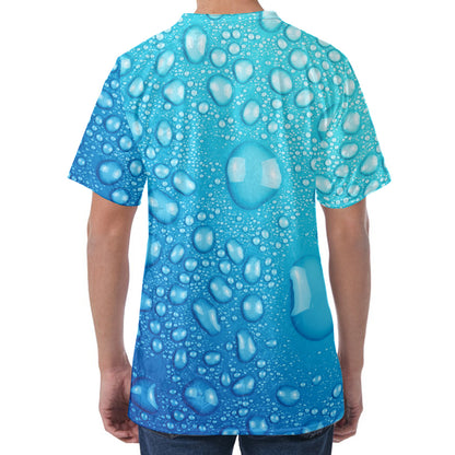 Water Drops Print Men's Velvet T-Shirt