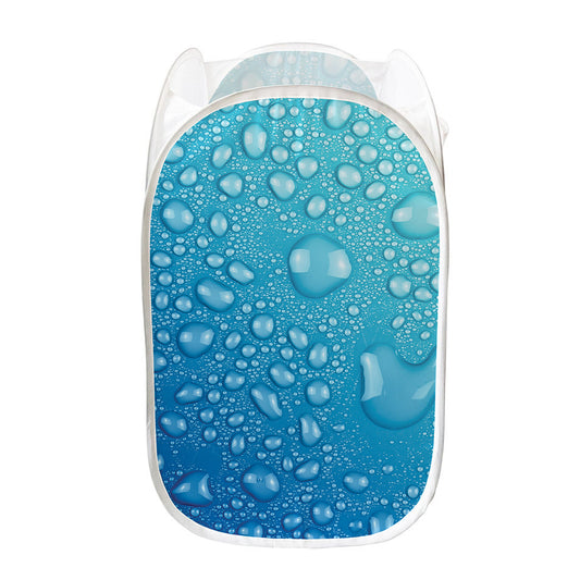 Water Drops Print Mesh Laundry Hamper