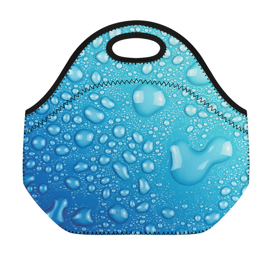 Water Drops Print Neoprene Lunch Bag
