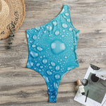 Water Drops Print One Shoulder Bodysuit