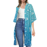 Water Drops Print Open Front Beach Cover Up
