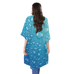 Water Drops Print Open Front Beach Cover Up