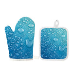 Water Drops Print Oven Mitt And Pot Holder Set