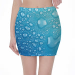 Water Drops Print Pencil Mini Skirt