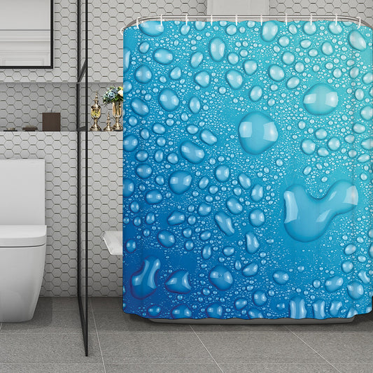 Water Drops Print Polyester Shower Curtain